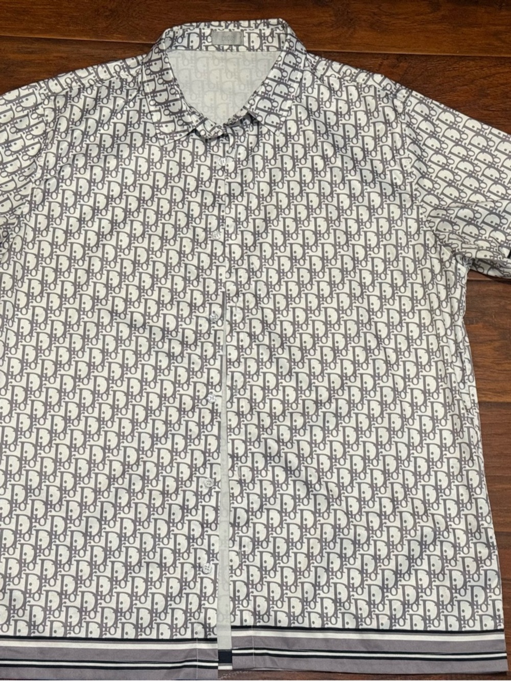 Men's Short-Sleeve Printed Button-Up Shirt - White/Grey (set, see my profile)